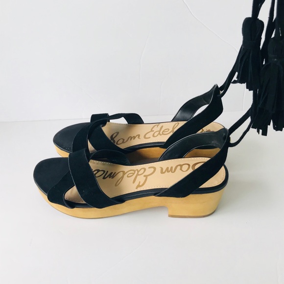 Sam Edelman Black lace up Clogs sandals size 8.5 - Picture 5 of 8